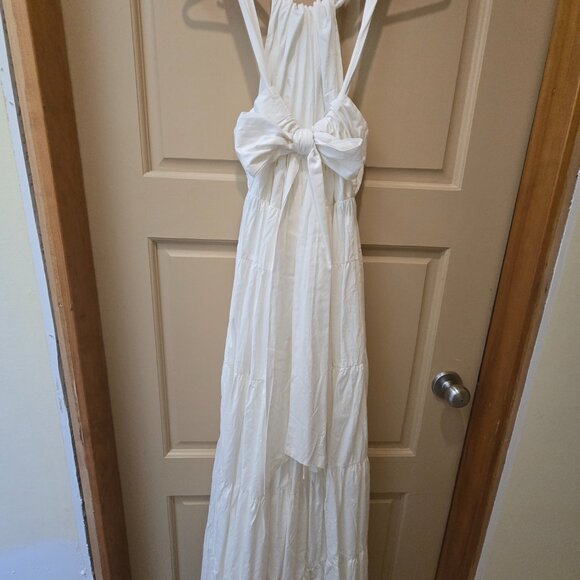 Anthropologie Forever That Girl Tiered Ruched Back Bow Maxi Dress - Picture 8 of 11